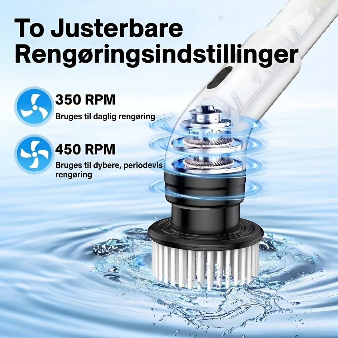 FlexiClean™ - Elektrisk rengøringsbørste med 9 hoveder og forlænger-skaft