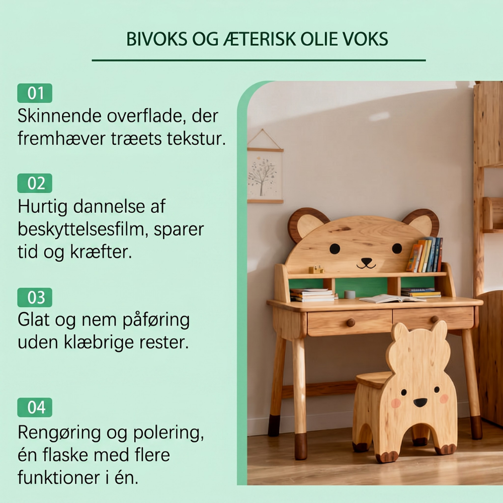 PureBee Wood Wax™ – Alt-i-en Bivoks-spray til Træpleje