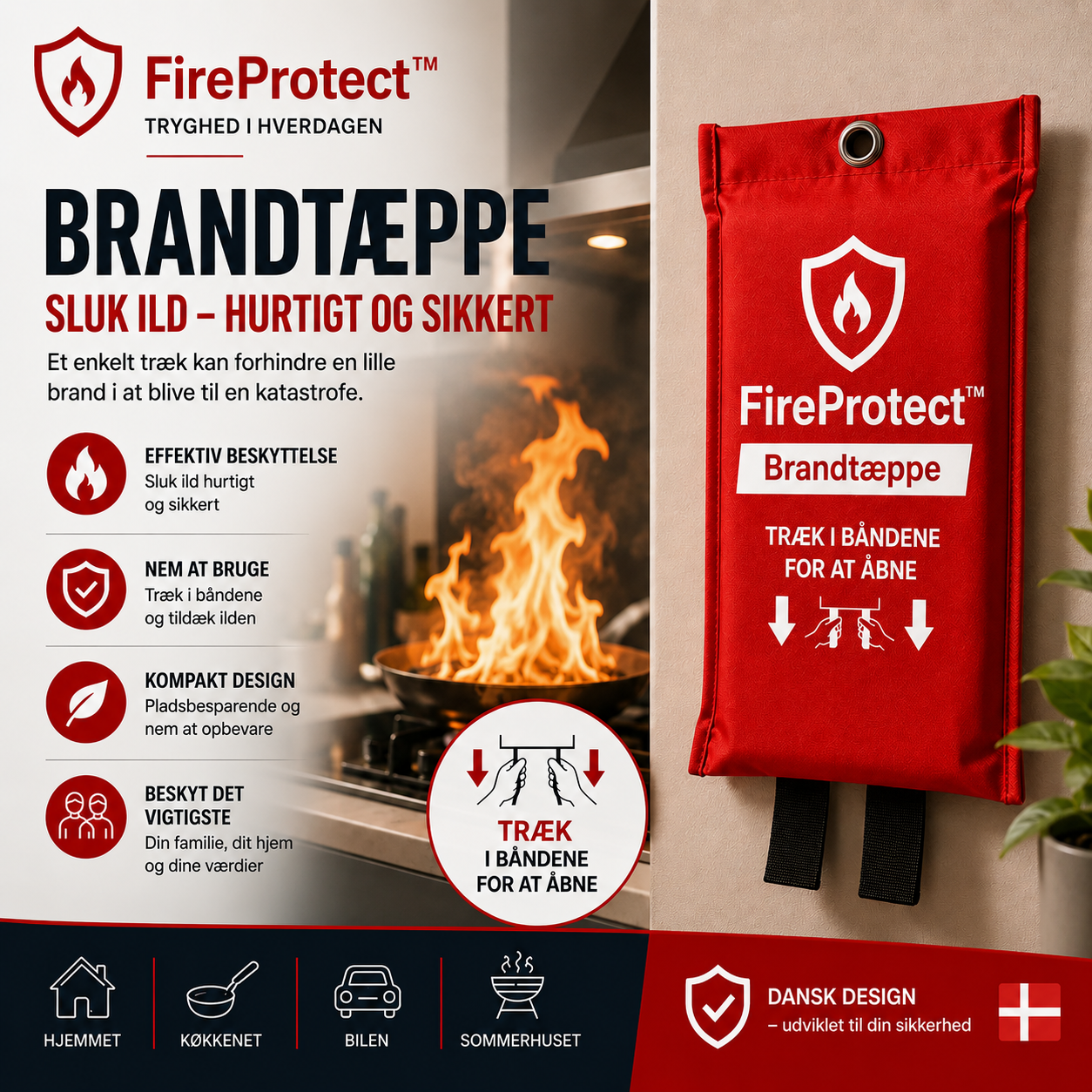 FireProtect™ Beskyt din familie mod brand - hurtigere end en ildslukker