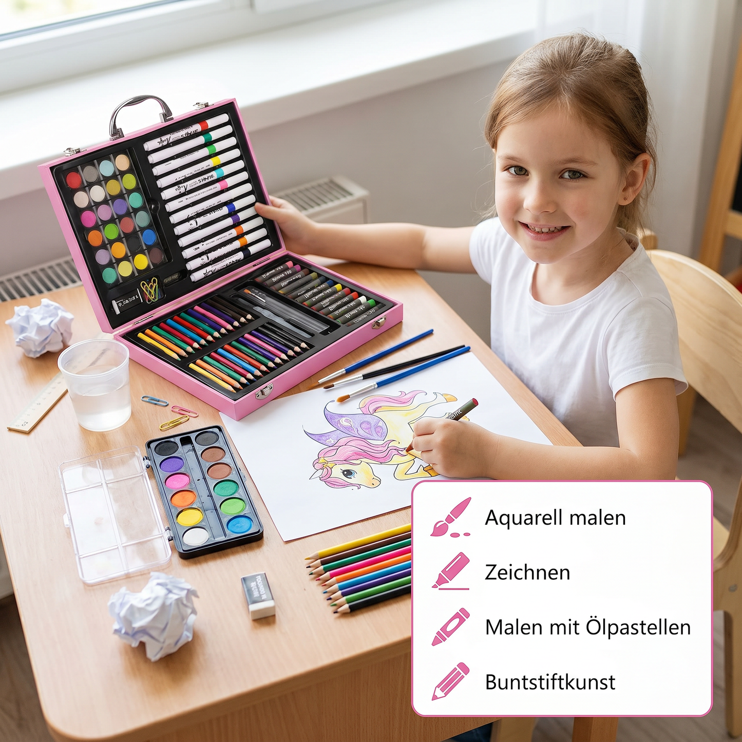 88-delt kreativt malekasse til små kunstnere