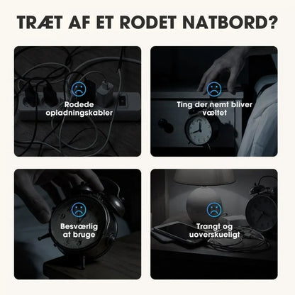 NordicWake | 6-i-1 Multifunktionel Trådløs Ladestation – Alt-i-én Komfort til Dit Natbord ✨