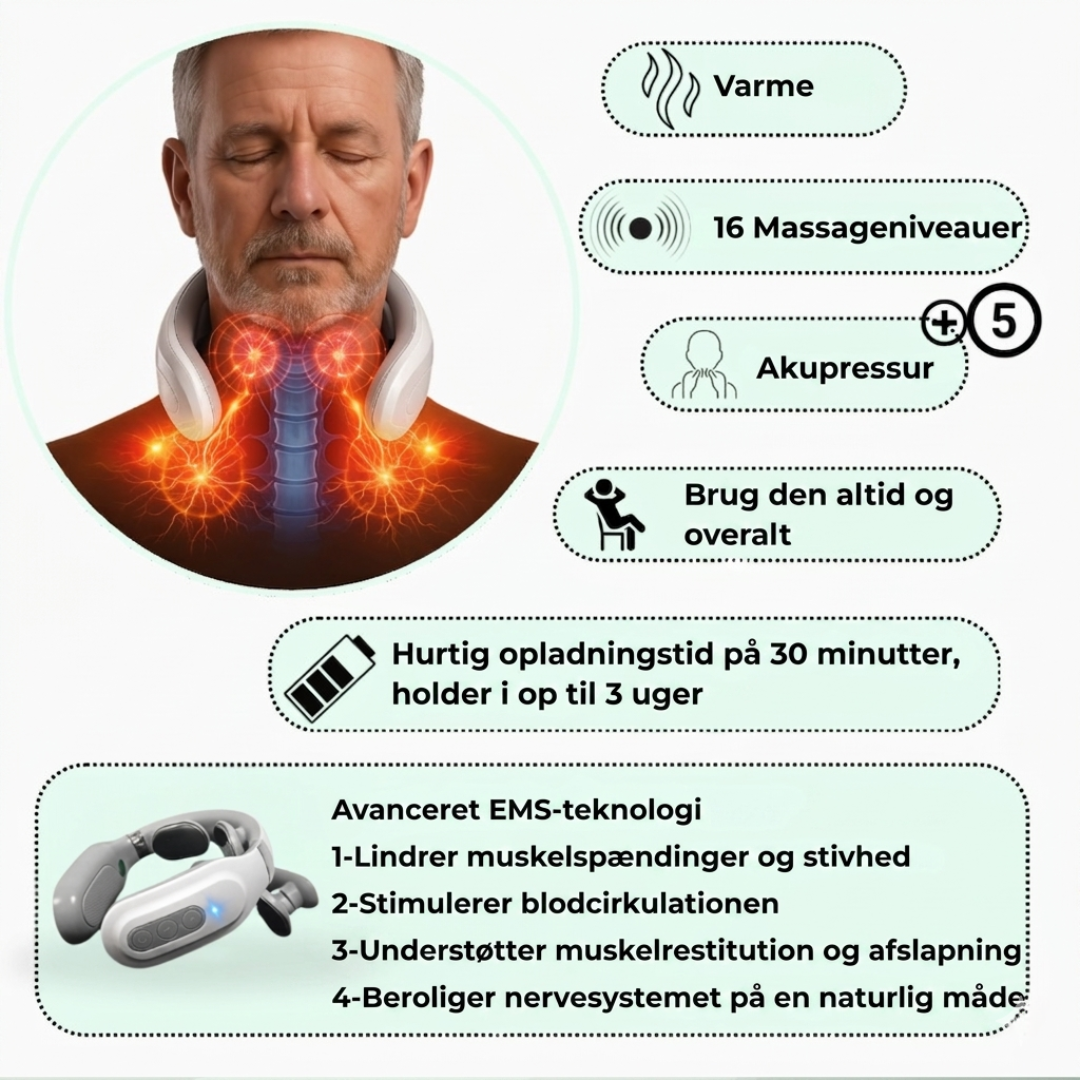 NeckEase™ | Dyb afslapning med varme til nakke og skuldre