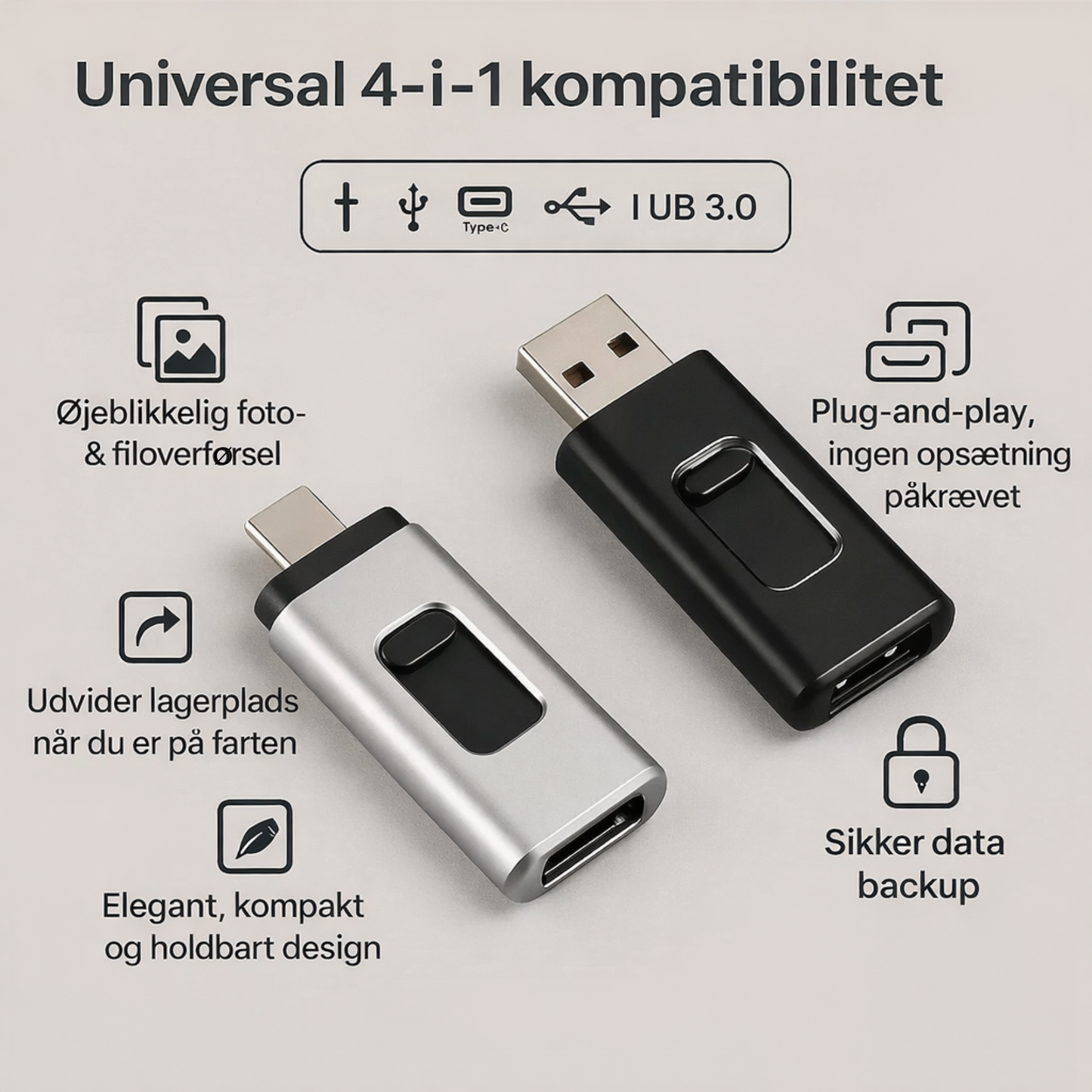 2 TB OmniDrive | Gem 500.000 fotos eller mere end 400 timers video