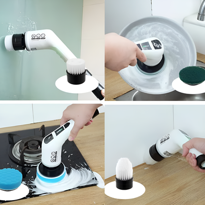 FlexiClean™ - Elektrisk rengøringsbørste med 9 hoveder og forlænger-skaft